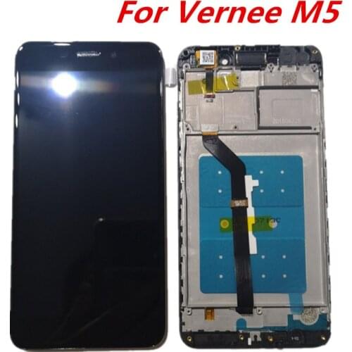 Original 5.2 inch For Vernee M5 With Frame LCD Display+Touch Screen Panel Digital Replacement Parts Assembly On/Off Flex cable
