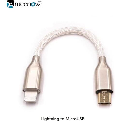 Lightning to MicroUSB OTG Cable, 8 Core Single Crystal Copper, Pure Silver Cord Mojo Hugo 2 Pha2 for iPhone 12 Mini Pro Max 11