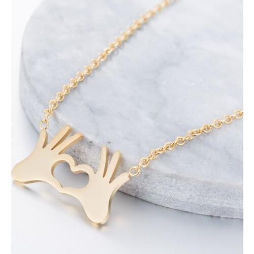 Daisies Palm Heart Necklace Cute Sweet Pendant Necklaces For Women Girl Jewelry