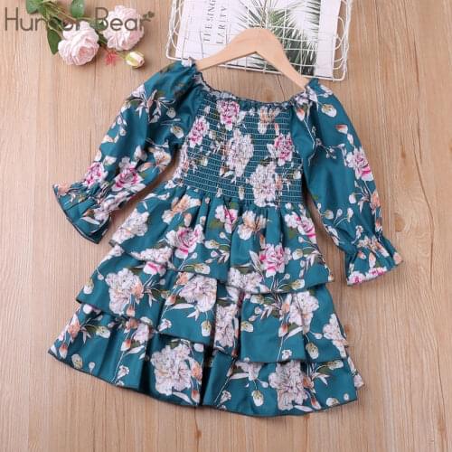 Humor Bear Girls Long Sleeve Dress New Autumn Hooded Clothing Cartoon Printed Pattern Children Kids Dress