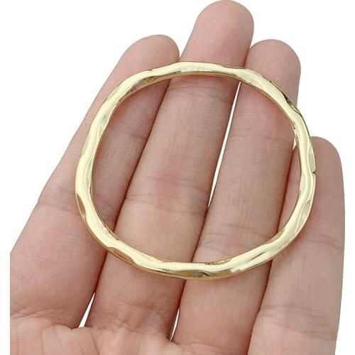 5 x Antique Gold Color Large Hammered Geometric Hollow Open Round Circle Charms Pendants for Jewellery Making Accessories