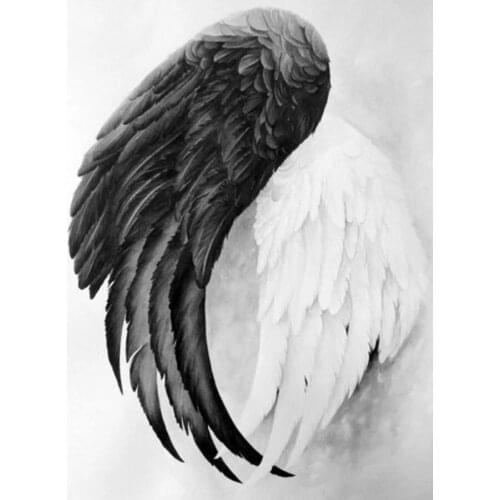Full square DIY diamond embroidery Angel black and white wings 5D diamond painting Cross Stitch Rhinestone diamond mosaic P301