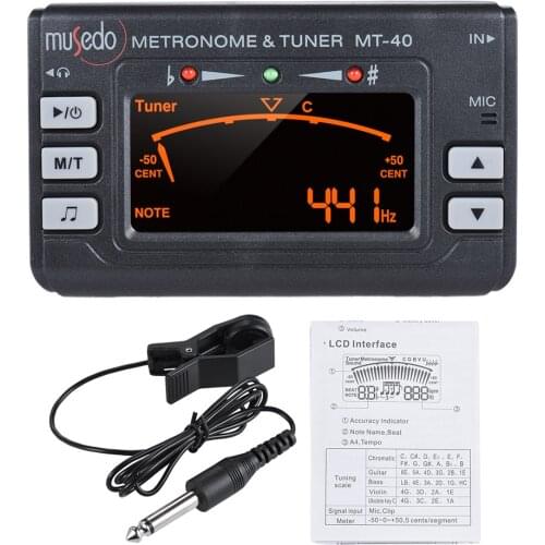 Portable Instrument 3-in-1 Metronome Tuner Tone Generator for Guitar Bass Violin Ukelele Chromatic Clear LCD Display