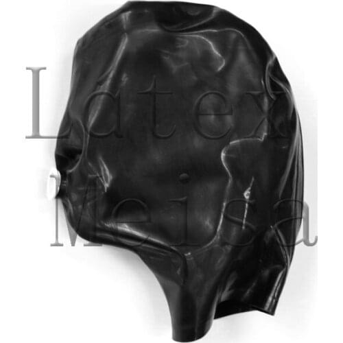 Handmade rubber adult black hoods open nostirls and with mouth tube
