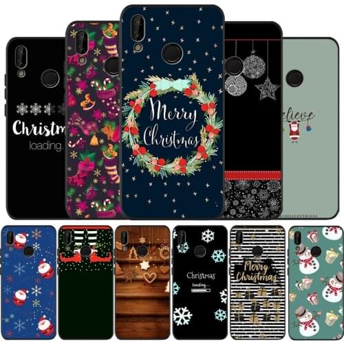Merry Christmas snowflake Black Silicone Soft Phone Case For Huawei 40 30 20 10 9 Lite Pro P smart 2019 Y6 Y6 Prime2019 Y9 2018