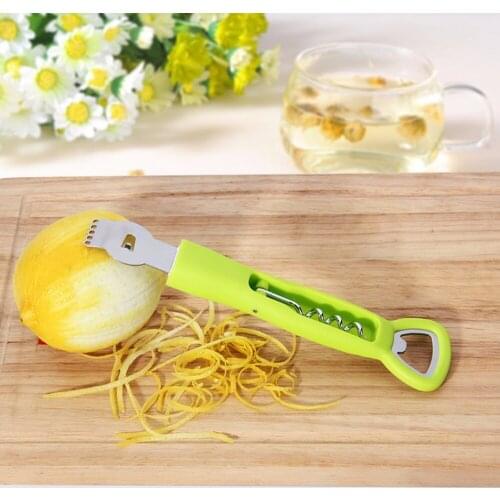 New Lemon Zester Grater with Channel Knife and Bottle Opener Wine Corkscrew Long Orange Peeler Kitchen Cooking Tools Bar Tools
