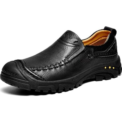 Men Shoes Genuine Leather Casual Shoes Outdoor Hiking Shoes Anti Slippery Flats Shoes