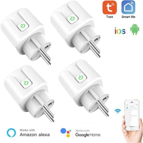 20A WiFi Smart Plug Socket With Power Energy Monitor EU Multi Plug Tuya APP Voice Control Works With Alexa Google Assistant New