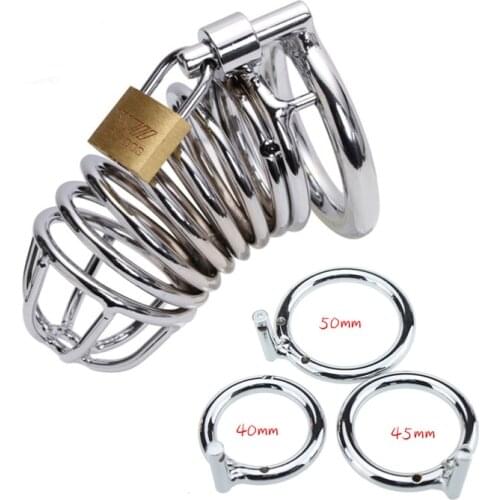 Men Chastity Device Lock Metal Cage Cock Hollow Breathable Adult Toy Shame Penis Cage Erotic Urethral Lock Ring Adult Sex Toys