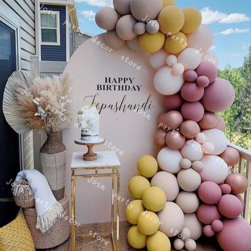 DIY Rose Gold Baby Shower Balloons Double Hot Pink Ginger Balloon Garland Cream Peach Apricot Gender Reveal Wedding Decoration