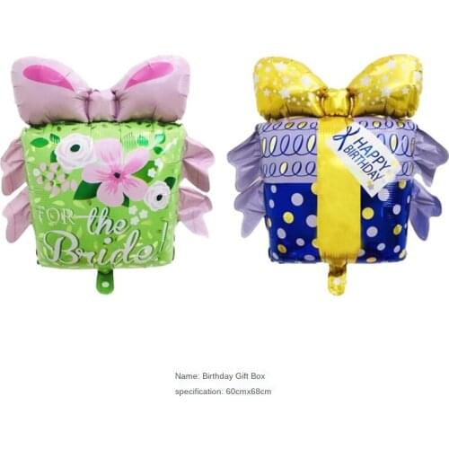 Happy Birthday Gift Box Aluminum Foil Balloon Knot Wedding Party Decoration Arch Cartoon