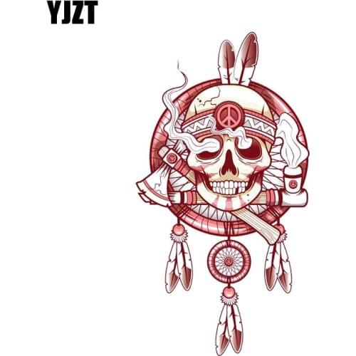 YJZT 8.7CM*16.2CM Personality Indian Skull Decal PVC Motorcycle Car Sticker 11-00704