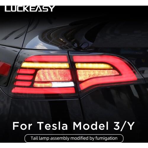 LUCKEASY Exterior Functional Accessories Upgrade fog lights For Tesla Model 3 Model Y Blackened modified car tail fog lights