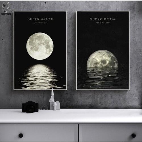 ZeroC Super Moon Wall Art Print and Poster Nordic Canvas Art Paintings Wall Pictures for Living Room Decoration