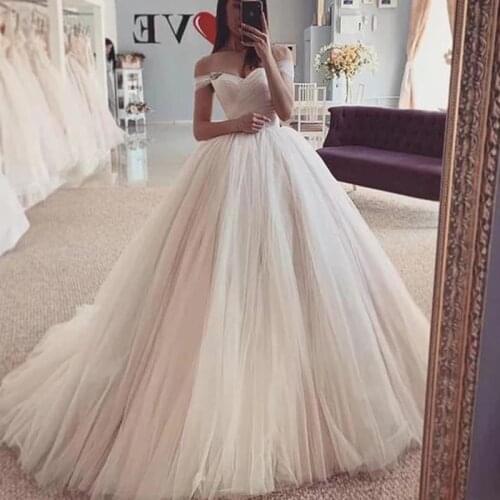 Simple Vestidos De Noiva for Women 2021 Ball gown Wedding Dress Plus Size Off the Shoulder Sweetheart Princess robe de mariée