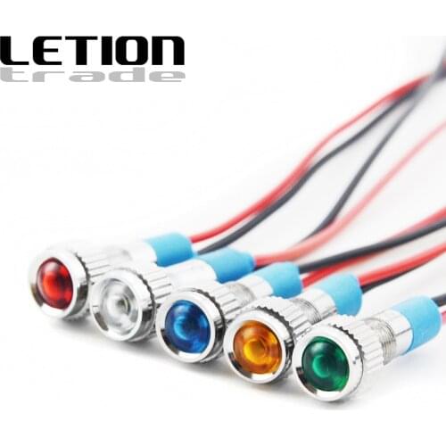 5PCS 6mm Waterproof LED Metal Indicator Pilot Light Signal Lamp 12V 24V 220V Machine Car Boat Working PC Power Free shipping