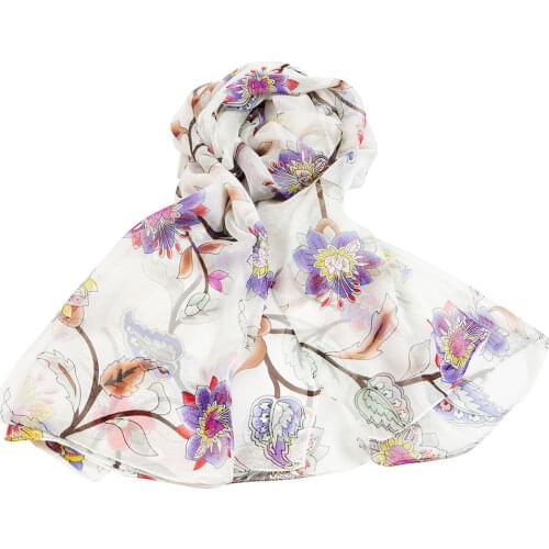 100% Pure Silk Scarf Women Scarf Female Silk Flower Shawl Womens Natural Silk Chiffon Pashmina Long Wrap Luxury Gift for Women