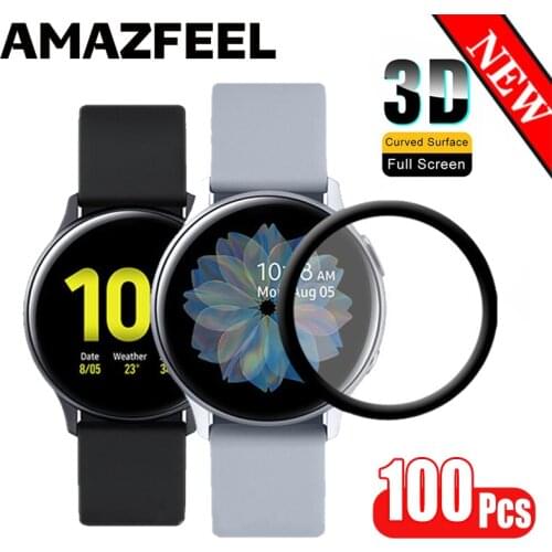 100 Pcs/Pack Active 2 3D Film For Samsung Galaxy Watch Active 2 40mm 44mm Screen Protectors Full Cover Edge Protective Films