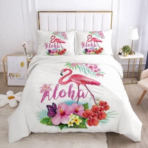 3D luxury bed linen Bedding set Blanket cover set sheet euro 2.0 1.5 family for home Bed set 70x70 Nordic style flamingo