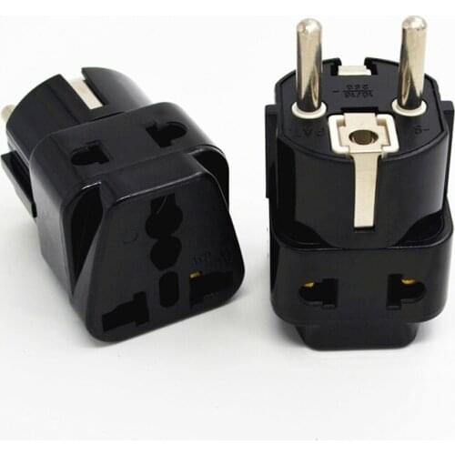 5PCS 250V 10A Grounded Universal 2 in 1 Schuko Plug Adapter Type E/F for Germany Europe