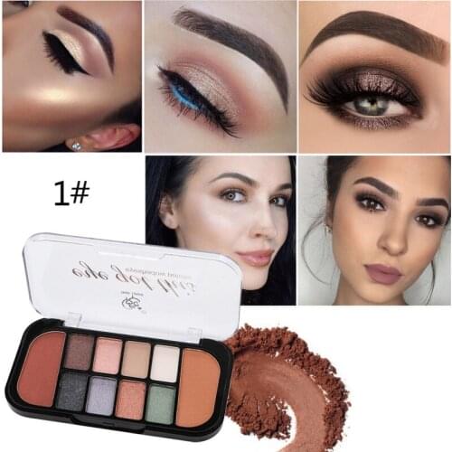 8 Color Eyeshadow 2 Color Blush Palette Waterproof Smudge-proof Long Lasting Eye Shadow Blush