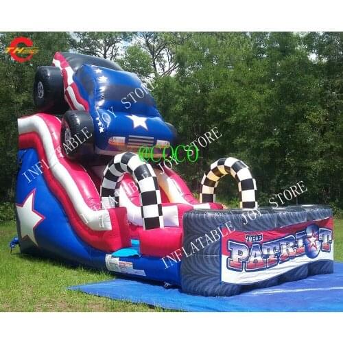 Free air ship to door!Super car speech track High Quality Inflatable Slide for Kids, custom made bouncer moonwalk slide