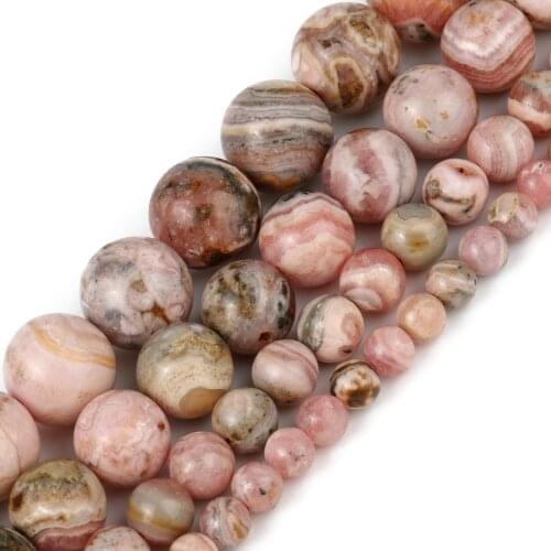 15" AAA Natural Stone Argentina Rhodochrosite Round Beads for Jewelry Making Bracelets Needlework DIY Accessories 4/6/8/10mm