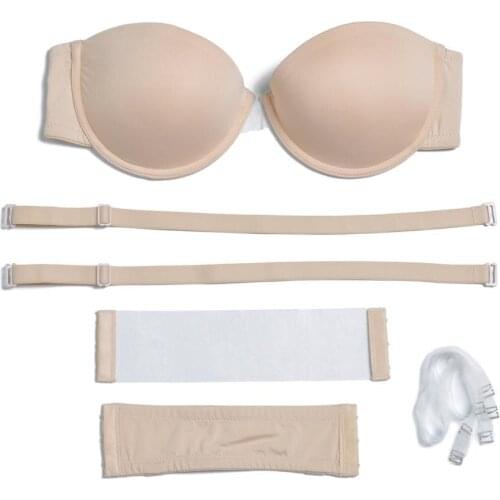 Vgplay Solid Bra Padded Strength Gather Women Bra Plunge Underwire Lingerie Convertible Strapless Backless Bras For Women