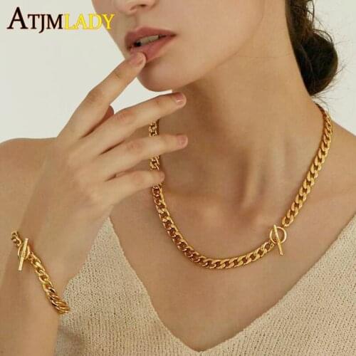 2021 New Wholesale High Quality 9MM Cuban Link Chain Hot Fashion Toggle Clasp Gold Color Trendy European Women Chain Necklace