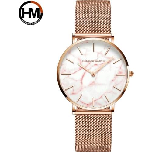 2021New Rose Gold Womens Wristwatch Casual Simple Japanese Movement Fashion Design Mesh Belt Waterproof Quartz Womens Watches
