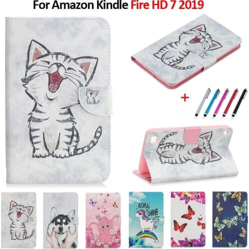 Case For Amazon Kindle Fire HD 7 Inch 2019 Case Cute Cat Unicorn Puppy Butterfly Tablet Cover For Kindle Fire HD 7 2019 Case