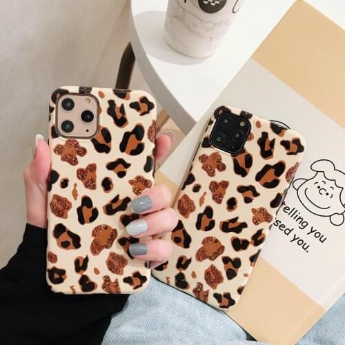 For iphone 11 Pro X XS max XR Case Luxury Conch Shell Leopard Print Phone Case For iphone 6 6s 7 8plus Cover Fashion Glossy Soft