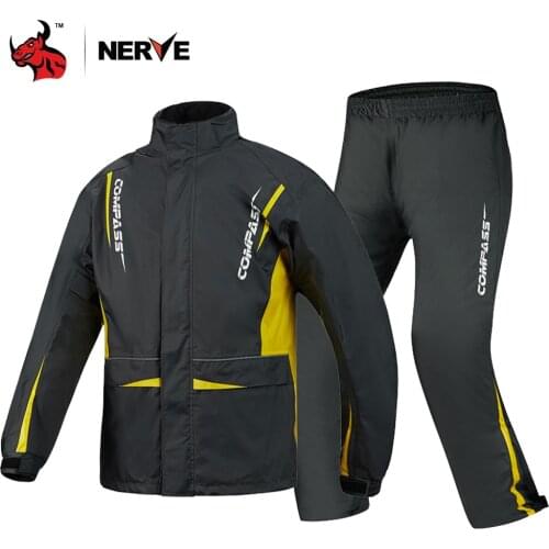 NERVE Motorcycle Raincoat Jacket Waterproof Suit Windproof Biker Raincoat Pants Motocross Impermeables With Reflective Clothing