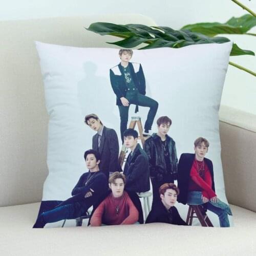 EXO Pillow Cover Bedroom Home Office Decorative Pillowcase Square Zipper Pillow Cases Satin Soft
