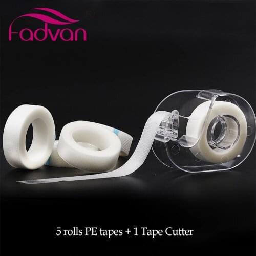 Fadvan Plastic Eyelash Tape Cutter+5pcs PE Tapes Adhesive Holder Under Eyelash Pad Cutter for Eyelashes Extension Makeup Tools