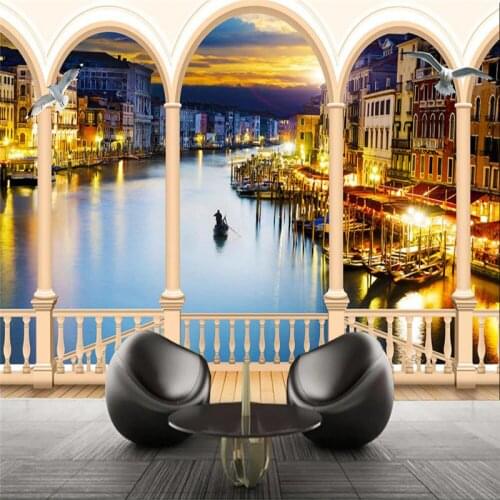 Beibehang Custom photo wall paper Italy Venice Art Night Landscape Arch sofa background large mural 3d wall murals wallpaper
