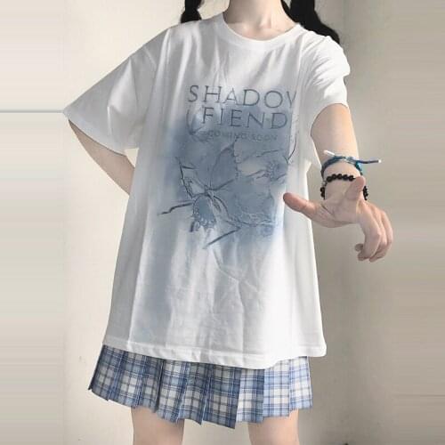 Oversized t-shirt Harajuku Loose Fashion Letter lightning Printed Ulzzang Kawaii y2k Women Female Short Sleeve crop Top T-shirt