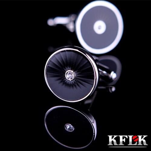 KFLK 2020 Luxury shirt cufflinks for mens gifts Brand cuff buttons Crystal cuff links Black High Quality abotoaduras Jewelry