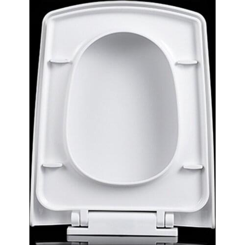 Toilet Lid Close Heavy Duty Elongated White Square PP Material Bathroom Replacement Easy Clean Slow Universal Round PP Seat