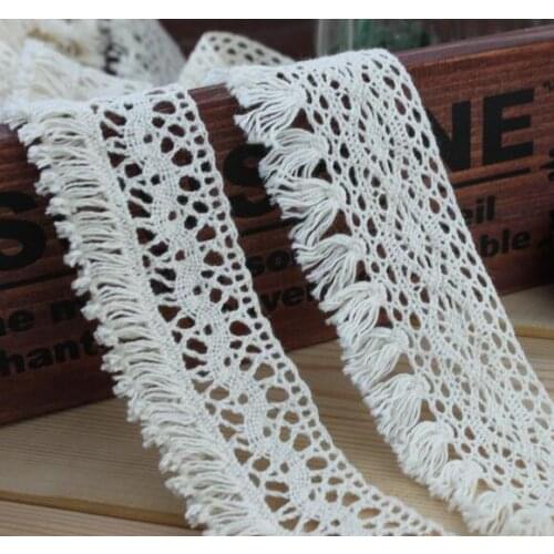 Hot Selling 10 meters/lot width 3.8cm off white cotton thread lace fabric/Sofa Curtain clothing lace accessories/ lace Z319