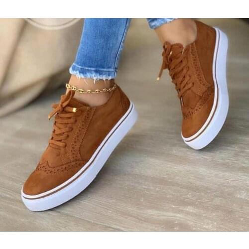 Hot Sale Spring British Style Woman Platform Shoes Women Casual Shoes Flats Leather Cut-Outs Flat Plus Size 35-43