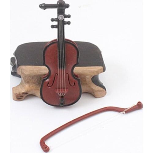 Mini Violin Miniature Music Instrument Plastic Dollhouse Decorative Ornaments Plastic Crafts DIY Home Decoration
