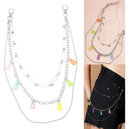 Fashion Metal Pants Chain For Women Bear Pendant Jeans Youth Girl Street Punk Hip Hop Jewelry Trousers Waist Chain