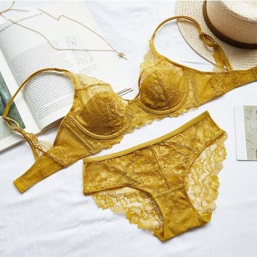 Fashion lingerie sexy lace thin cotton 3 Colors underwear comfortable lingerie feminina womens bra set Intimates Female Bra