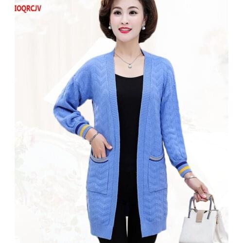 Fashion Long Cardigan Women 2019 Autumn Winter Harajuku Loose Knit Sweater Middle-aged Women Casual Sweater Jacket Coat W1716