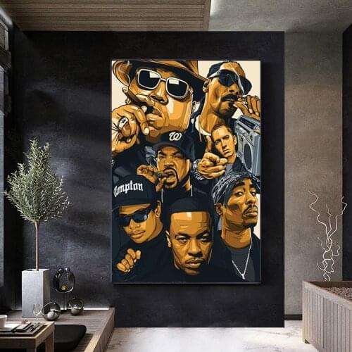 Fashion Music Hip-hop Rapper Biggie Notorious North American Style Oil Painting Mural Poster Living Room Home Decoration Mural