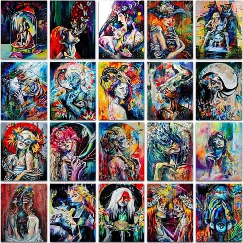 5D DIY Diamond Painting Kit Cartoon oils Horror girl cat Full Square&Round embroidery mosaic Cross stitch Paint home decor art
