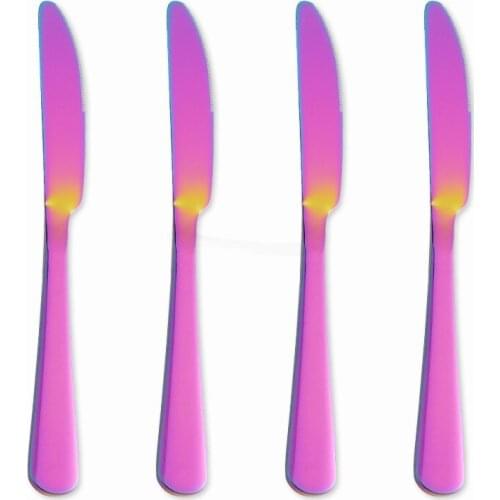 Stainless Steel Cutlery Set Forks Knives Dessert Spoons Tableware Mirror Rainbow Christmas Dinnerware Silverware Flatware Set
