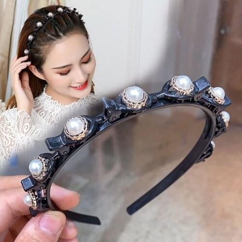 New net celebrity lazy braided headband, double-layer bangs clip holder, high-end hair accessories hollow non-slip headband