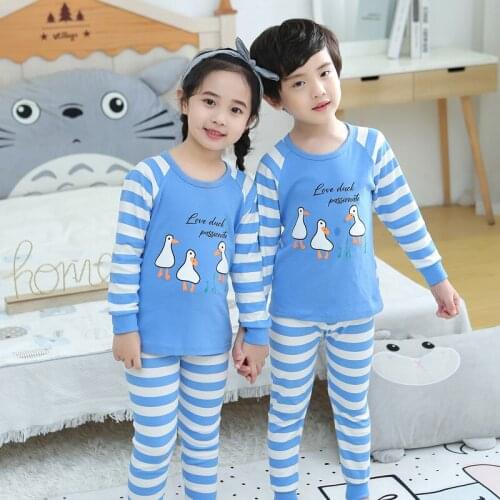 New Autumn Winter Pajamas Sets Long-sleeved Cartoon Sleepwear for Boys Girls 2pcs Tshirt+Pant Night Suit Childrens Clothing Set